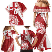 Custom Tonga Rugby Mate Maa Family Matching Mermaid Dress and Hawaiian Shirt Ngatu Pattern LT01 - Polynesian Pride