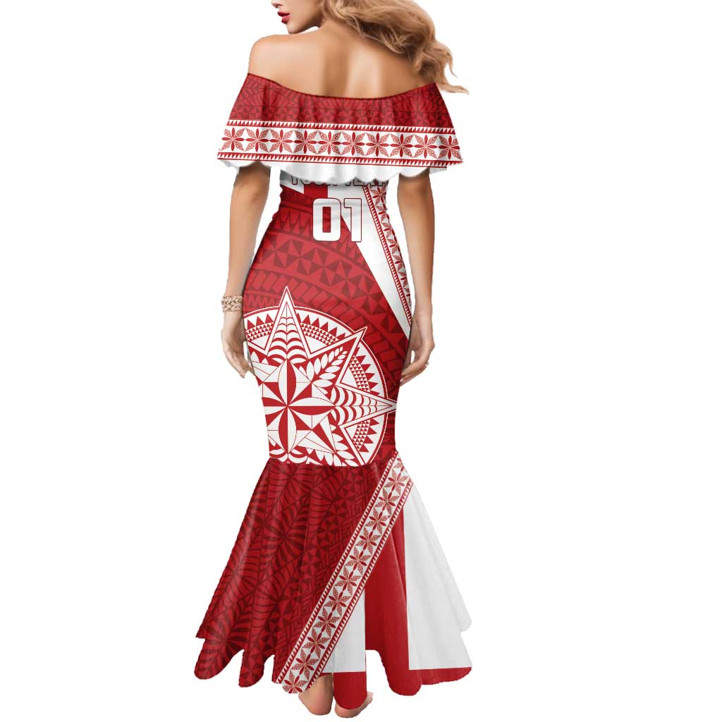 Custom Tonga Rugby Mate Maa Family Matching Mermaid Dress and Hawaiian Shirt Ngatu Pattern LT01 - Polynesian Pride