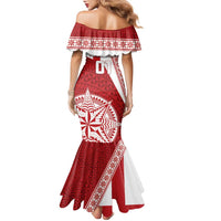 Custom Tonga Rugby Mate Maa Family Matching Mermaid Dress and Hawaiian Shirt Ngatu Pattern LT01 - Polynesian Pride