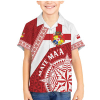 Custom Tonga Rugby Mate Maa Family Matching Mermaid Dress and Hawaiian Shirt Ngatu Pattern LT01 Son's Shirt Red - Polynesian Pride