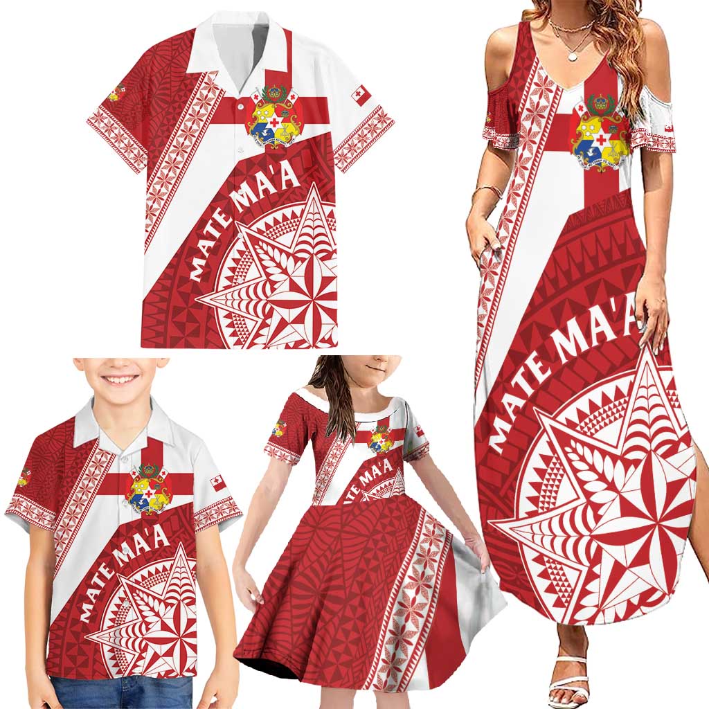 Custom Tonga Rugby Mate Maa Family Matching Summer Maxi Dress and Hawaiian Shirt Ngatu Pattern LT01 - Polynesian Pride