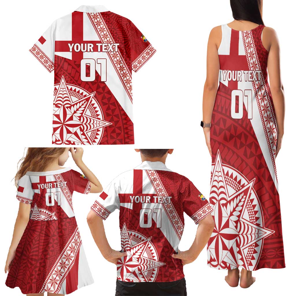 Custom Tonga Rugby Mate Maa Family Matching Tank Maxi Dress and Hawaiian Shirt Ngatu Pattern LT01 - Polynesian Pride