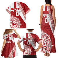 Custom Tonga Rugby Mate Maa Family Matching Tank Maxi Dress and Hawaiian Shirt Ngatu Pattern LT01 - Polynesian Pride