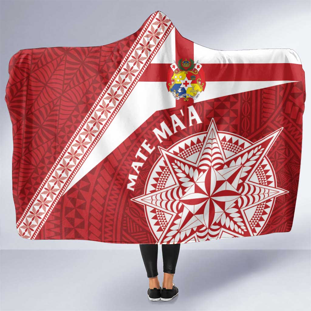 Tonga Rugby Mate Maa Hooded Blanket Ngatu Pattern LT01 One Size Red - Polynesian Pride