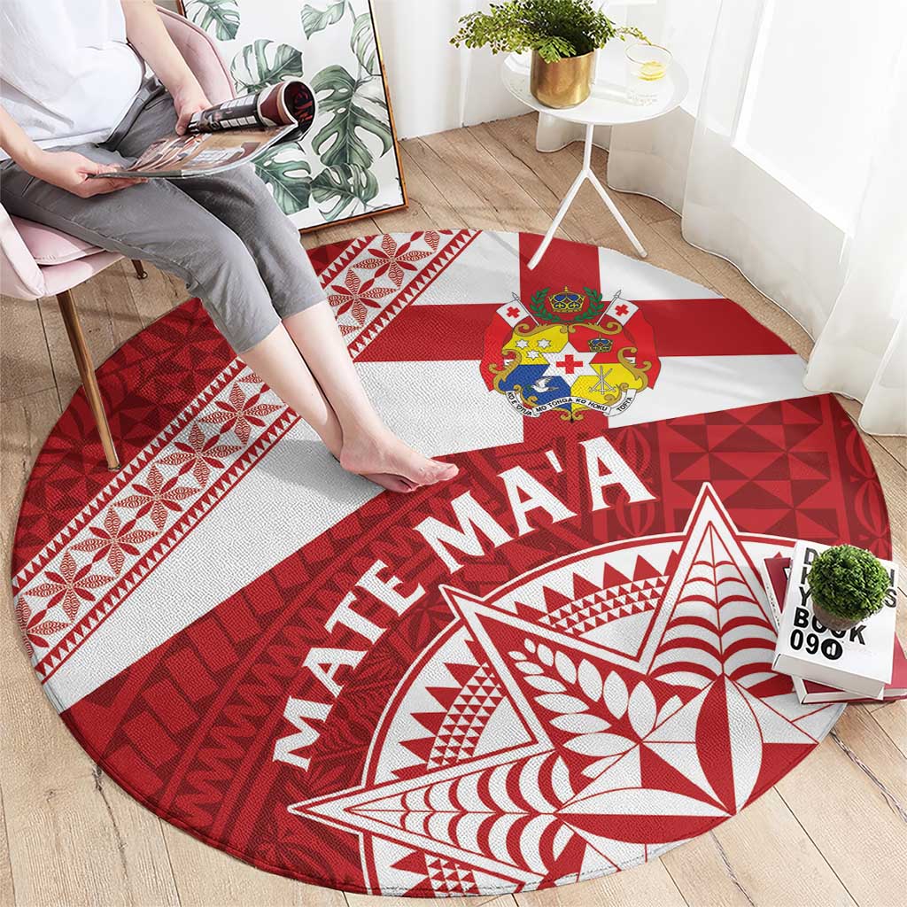 Tonga Rugby Mate Maa Round Carpet Ngatu Pattern LT01 - Polynesian Pride