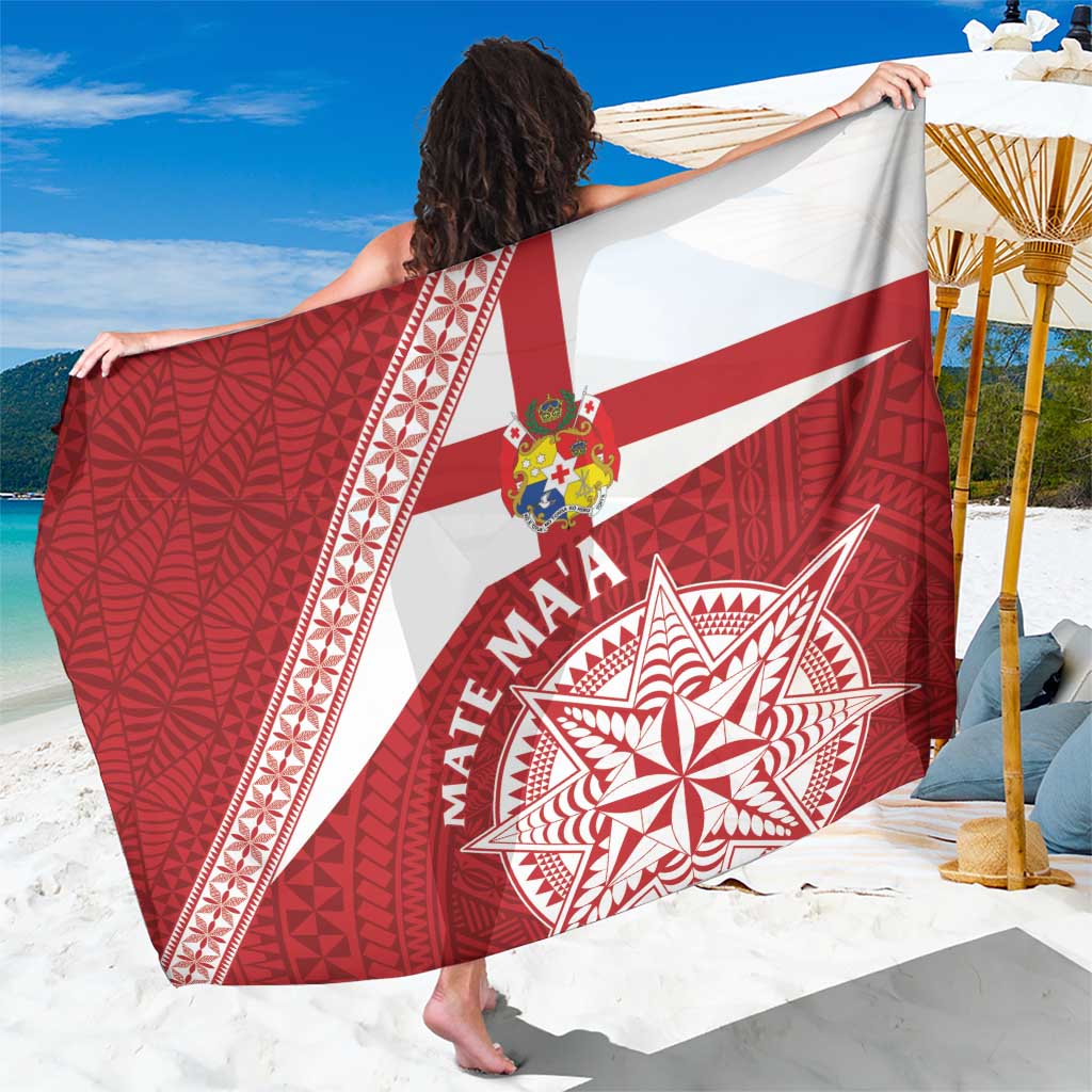 Tonga Rugby Mate Maa Sarong Ngatu Pattern LT01 One Size 44 x 66 inches Red - Polynesian Pride