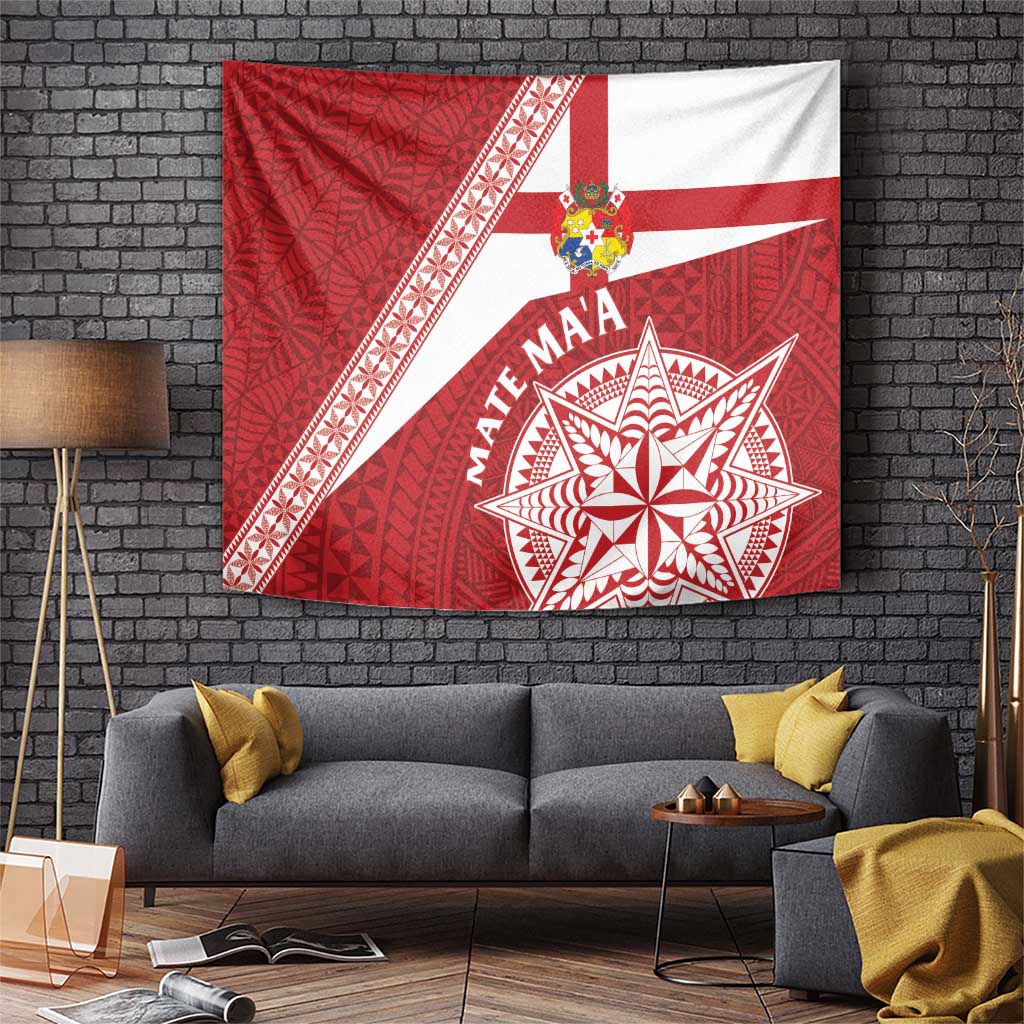 Tonga Rugby Mate Maa Tapestry Ngatu Pattern LT01 Red - Polynesian Pride