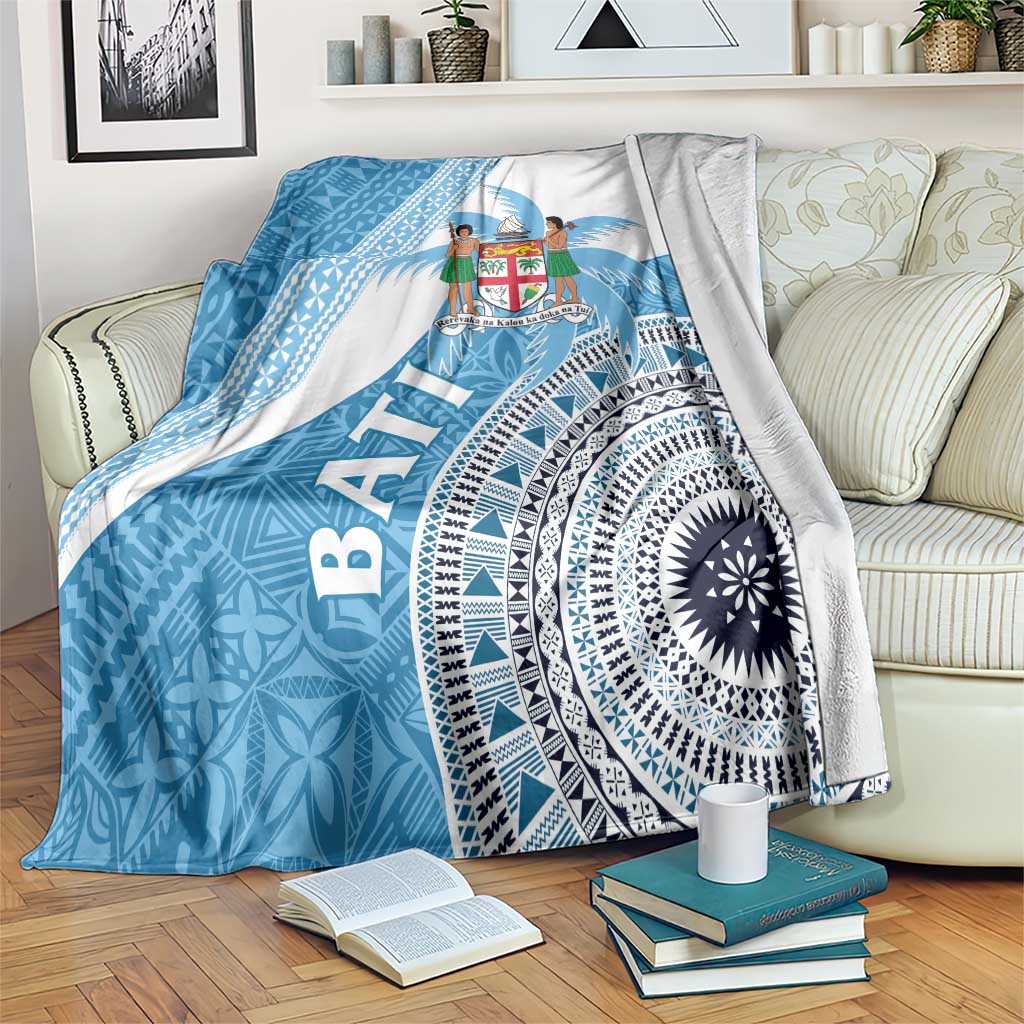 Fiji Rugby Bati Blanket Tapa Pattern LT01 Blue - Polynesian Pride