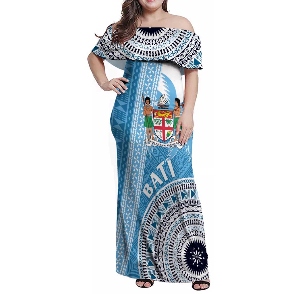 Custom Fiji Rugby Bati Family Matching Off Shoulder Maxi Dress and Hawaiian Shirt Tapa Pattern