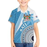 Custom Fiji Rugby Bati Family Matching Summer Maxi Dress and Hawaiian Shirt Tapa Pattern LT01 Son's Shirt Blue - Polynesian Pride