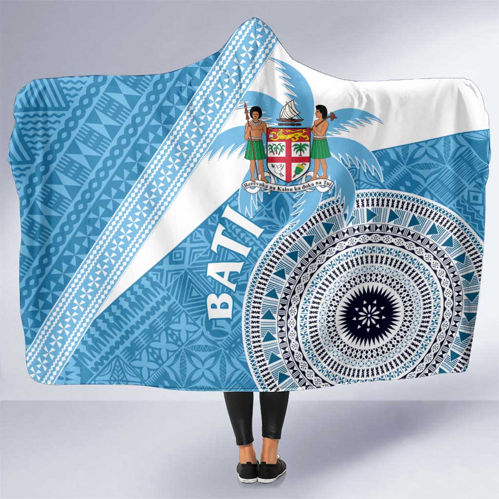 Fiji Rugby Bati Hooded Blanket Tapa Pattern LT01 One Size Blue - Polynesian Pride