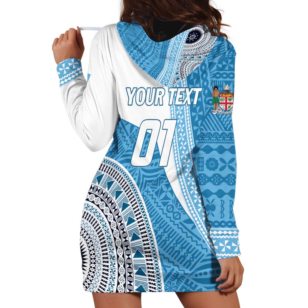 Custom Fiji Rugby Bati Hoodie Dress Tapa Pattern
