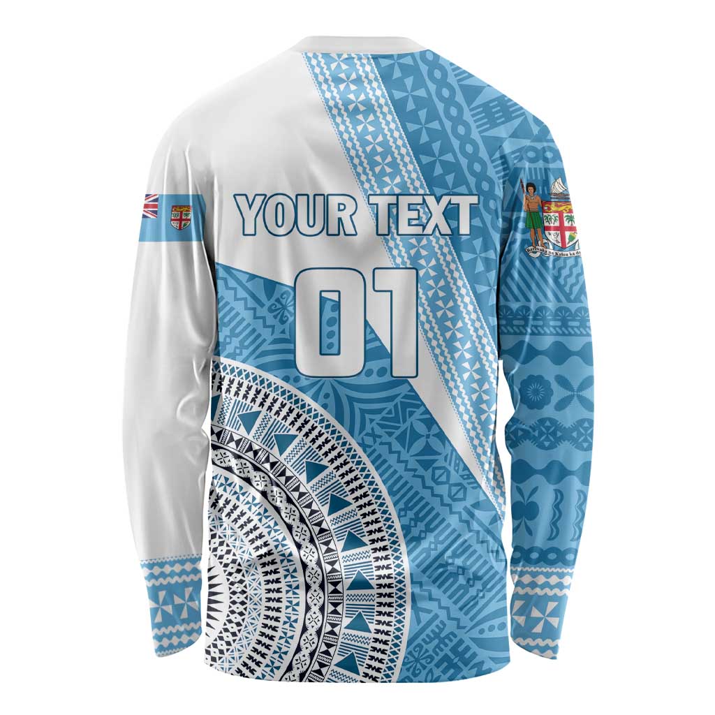 Custom Fiji Rugby Bati Long Sleeve Shirt Tapa Pattern LT01 - Polynesian Pride