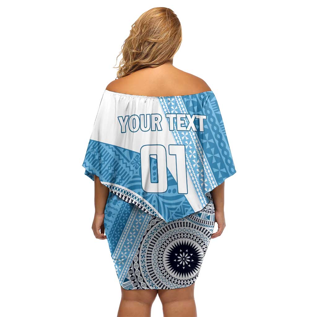 Custom Fiji Rugby Bati Off Shoulder Short Dress Tapa Pattern LT01 - Polynesian Pride