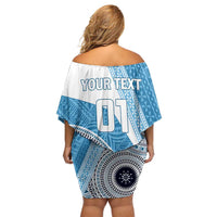 Custom Fiji Rugby Bati Off Shoulder Short Dress Tapa Pattern LT01 - Polynesian Pride