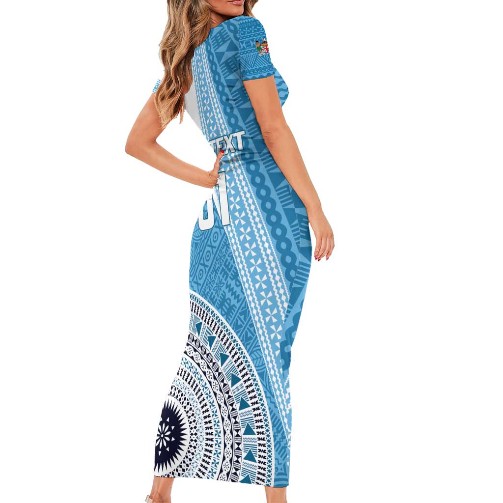 Custom Fiji Rugby Bati Short Sleeve Bodycon Dress Tapa Pattern LT01 - Polynesian Pride