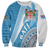 Custom Fiji Rugby Bati Sweatshirt Tapa Pattern LT01 Unisex Blue - Polynesian Pride