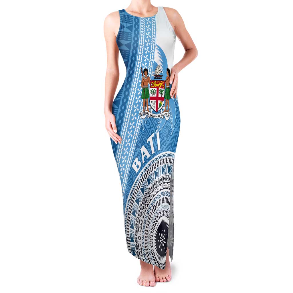 Custom Fiji Rugby Bati Tank Maxi Dress Tapa Pattern LT01 Women Blue - Polynesian Pride