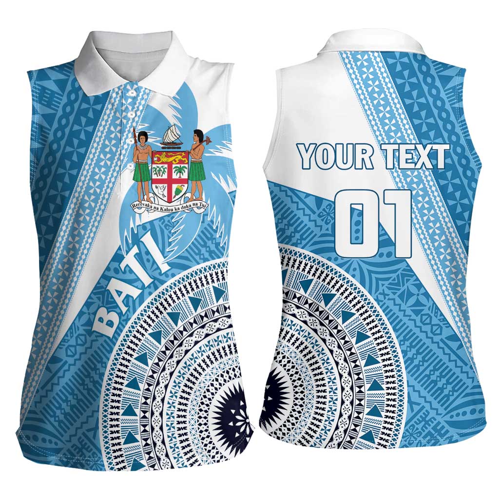 Custom Fiji Rugby Bati Women Sleeveless Polo Shirt Tapa Pattern