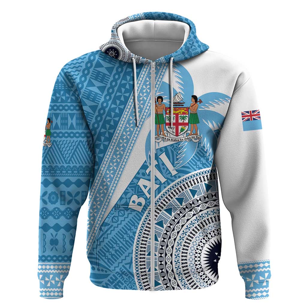 Custom Fiji Rugby Bati Zip Hoodie Tapa Pattern LT01 Zip Hoodie Blue - Polynesian Pride