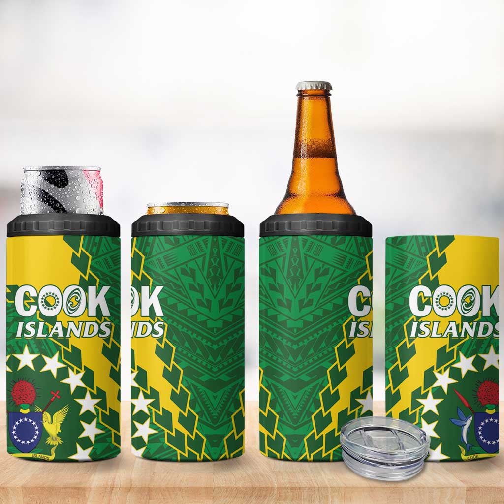 Cook Islands Rugby Kukis 4 in 1 Can Cooler Tumbler Circle Stars