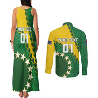 Custom Cook Islands Rugby Kukis Couples Matching Tank Maxi Dress and Long Sleeve Button Shirt Circle Stars