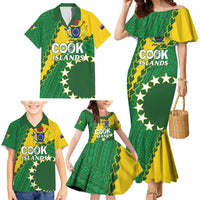 Custom Cook Islands Rugby Kukis Family Matching Mermaid Dress and Hawaiian Shirt Circle Stars