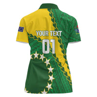 Custom Cook Islands Rugby Kukis Women Polo Shirt Circle Stars
