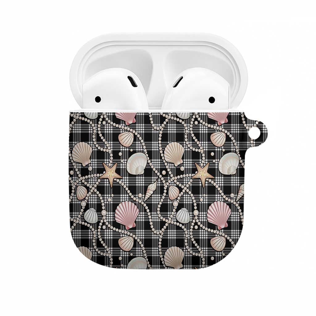 Hawaiian Ocean Seashells AirPods Case Black Palaka Pattern