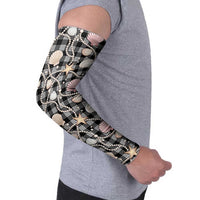 Hawaiian Ocean Seashells Arm Sleeves Black Palaka Pattern LT01 - Polynesian Pride