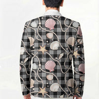 Hawaiian Ocean Seashells Blazer Black Palaka Pattern