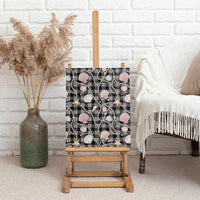 Hawaiian Ocean Seashells Canvas Wall Art Black Palaka Pattern LT01 - Polynesian Pride