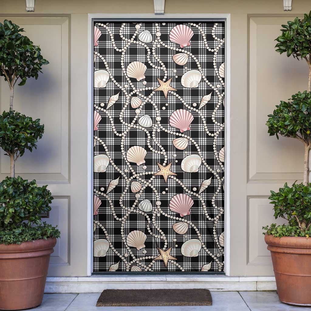 Hawaiian Ocean Seashells Door Cover Black Palaka Pattern LT01 Black - Polynesian Pride