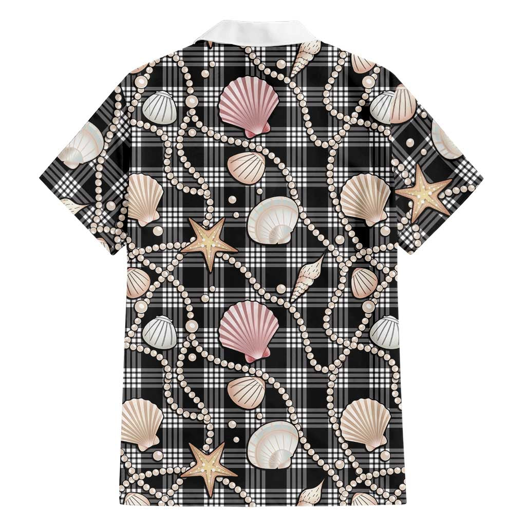 Hawaiian Ocean Seashells Hawaiian Shirt Black Palaka Pattern