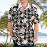 Hawaiian Ocean Seashells Hawaiian Shirt Black Palaka Pattern