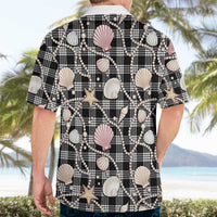 Hawaiian Ocean Seashells Hawaiian Shirt Black Palaka Pattern