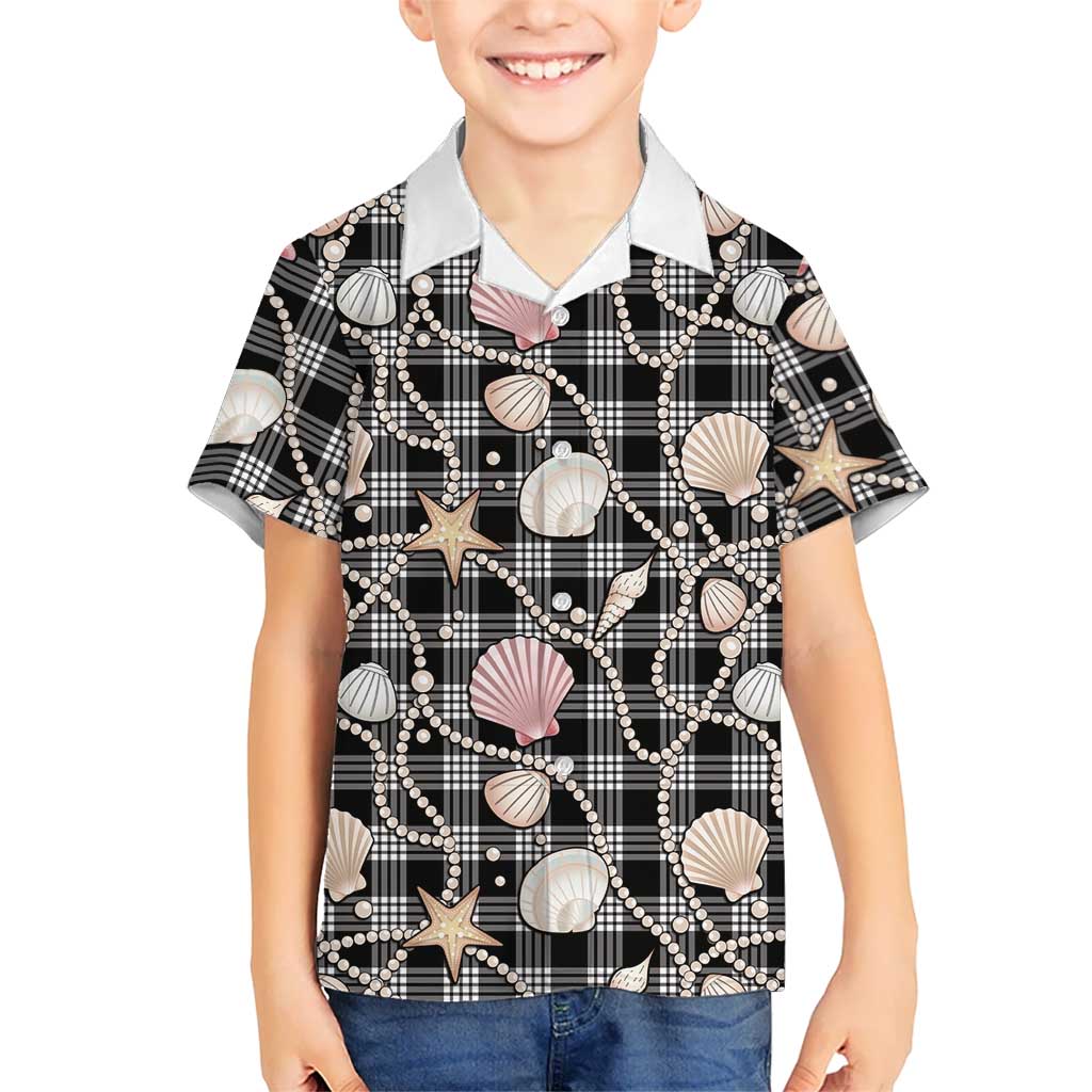 Hawaiian Ocean Seashells Hawaiian Shirt Black Palaka Pattern