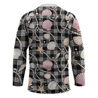 Hawaiian Ocean Seashells Hockey Jersey Black Palaka Pattern LT01 - Polynesian Pride