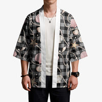 Hawaiian Ocean Seashells Kimono Black Palaka Pattern LT01 - Polynesian Pride