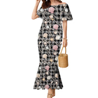 Hawaiian Ocean Seashells Mermaid Dress Black Palaka Pattern LT01 Women Black - Polynesian Pride