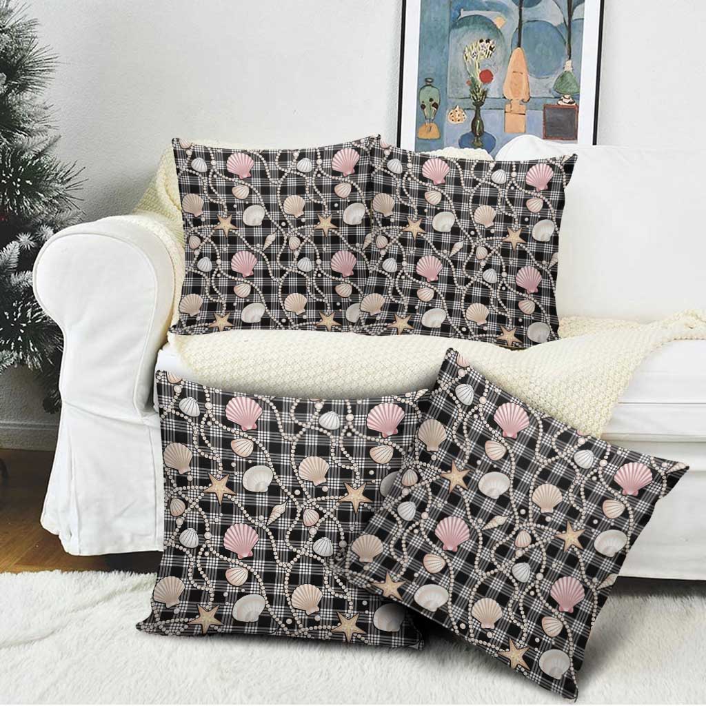 Hawaiian Ocean Seashells Pillow Cover Black Palaka Pattern LT01 - Polynesian Pride