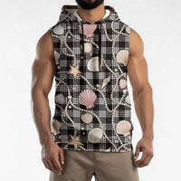 Hawaiian Ocean Seashells Sleeveless Hoodie Black Palaka Pattern LT01 - Polynesian Pride