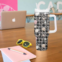 Hawaiian Ocean Seashells Tumbler With Handle Black Palaka Pattern LT01 - Polynesian Pride