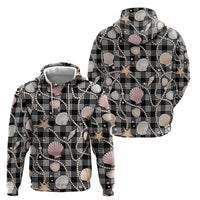 Hawaiian Ocean Seashells Zip Hoodie Black Palaka Pattern LT01 - Polynesian Pride