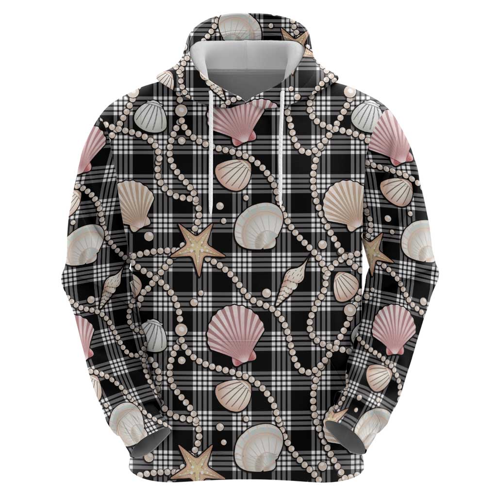 Hawaiian Ocean Seashells Zip Hoodie Black Palaka Pattern LT01 - Polynesian Pride