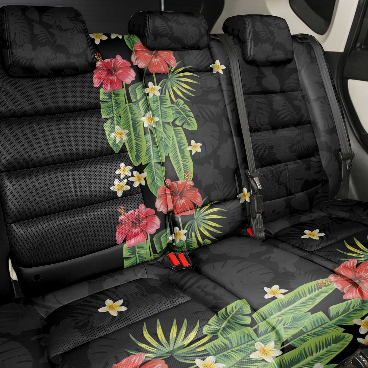 Hawaiian Hibiscus Plumeria Back Car Seat Cover Tropical Leaves