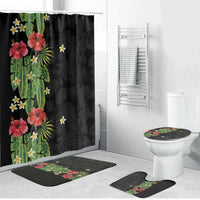 Hawaiian Hibiscus Plumeria Bathroom Set Tropical Leaves
