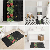 Hawaiian Hibiscus Plumeria Bathroom Set Tropical Leaves