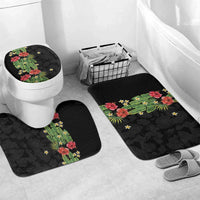 Hawaiian Hibiscus Plumeria Bathroom Set Tropical Leaves