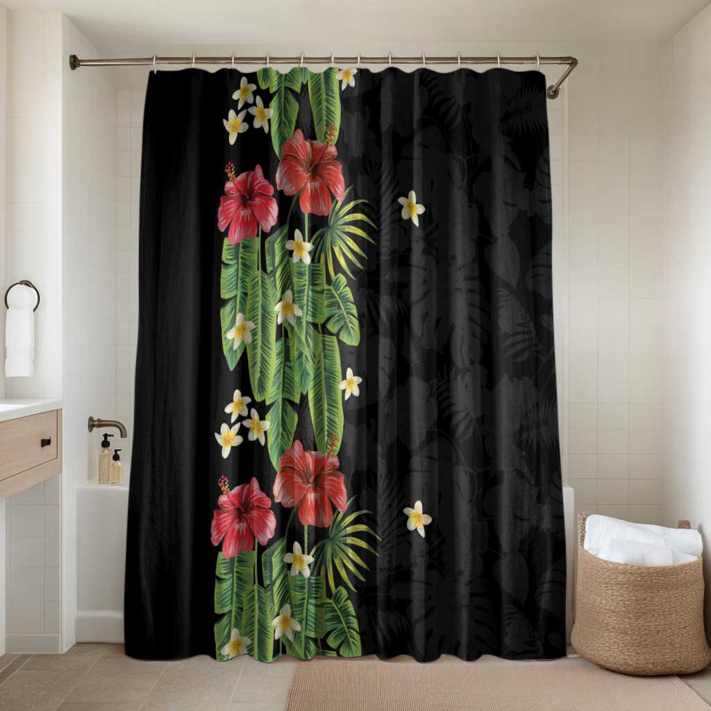 Hawaiian Hibiscus Plumeria Bathroom Set Tropical Leaves